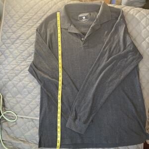 Architect Lg Gray Blue Soft Ribbed Long Sleeve 1/4 Button Collared Shirt EUC